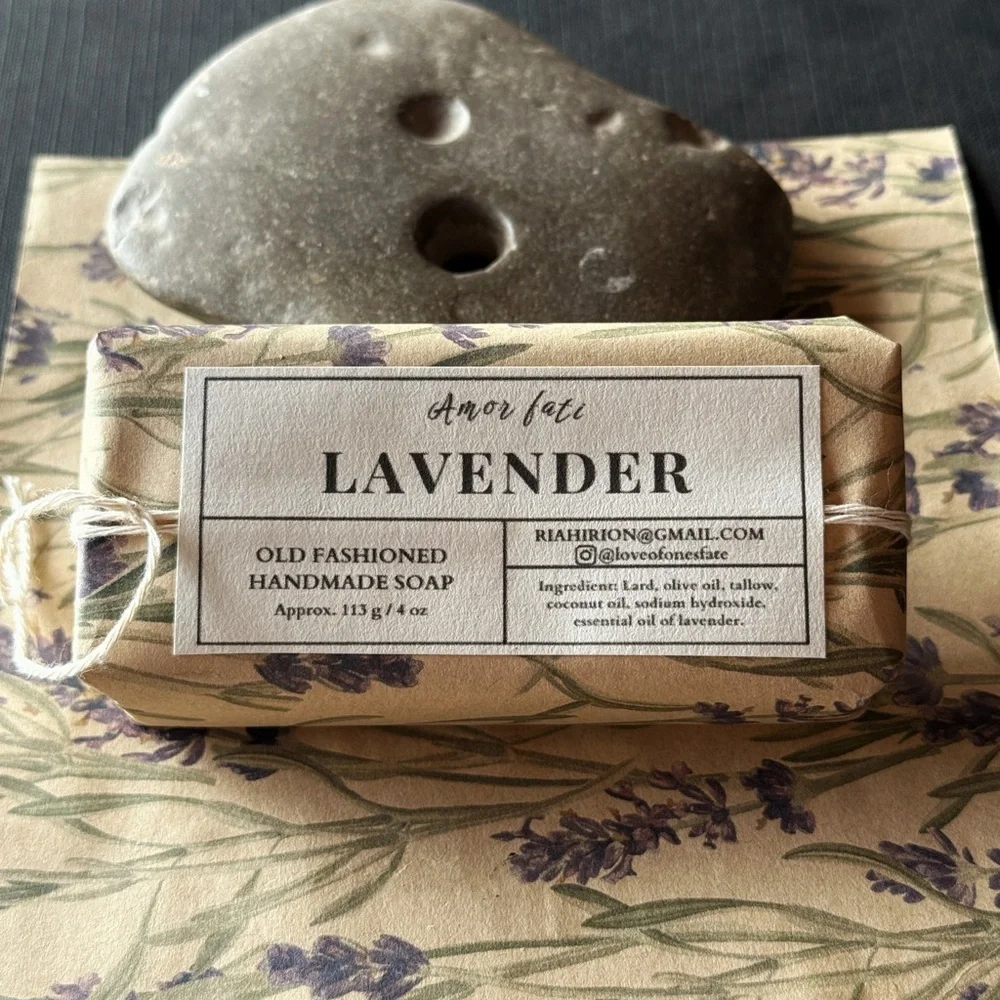 Handmade Old Fashioned Bar Soap. Lard and Tallow Based. Lavender Essential Oil